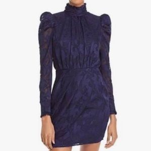 Aqua Puff Sleeve Turtleneck Cocktail Dress XS
